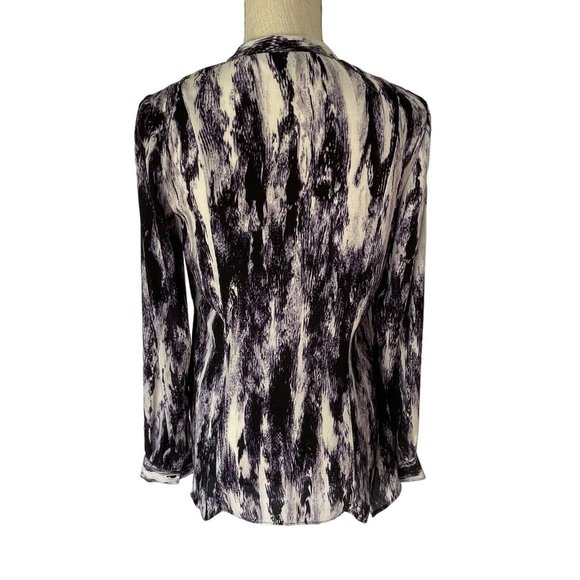 Simply Vera Wang Tie Dye Abstract Print Blouse Womens S Purple Handkerchief Hem - Picture 2 of 12